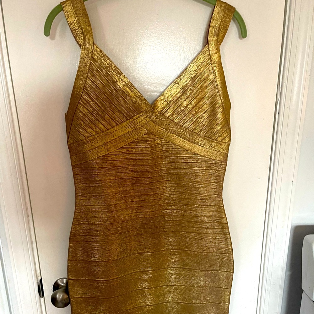 Kardashian Kollection Gold Stretchy dress